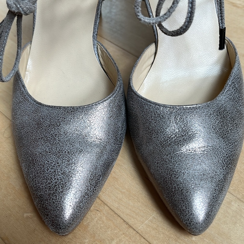 Paul Green Justine Leather Metallic Heels Ankle Lace - Picture 12 of 14